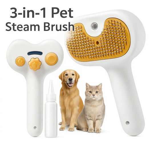 3-in-1 Pet Steam Brush for Cats and Dogs — Gentle Cool Mist Grooming Comb for Hair Removal