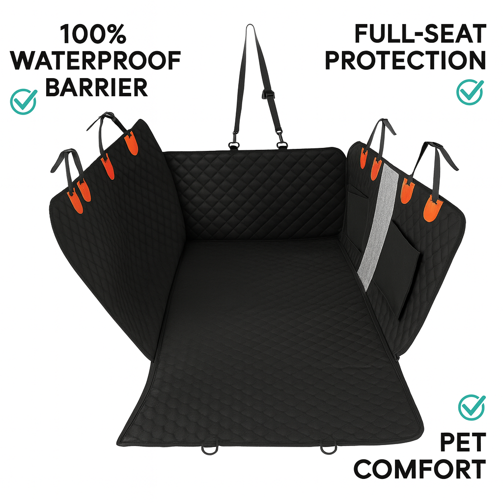 Heavy-Duty Waterproof Dog Car Seat Cover with Hard Bottom & Mesh Window