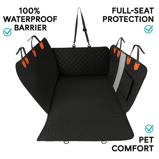 Heavy-Duty Waterproof Dog Car Seat Cover with Hard Bottom & Mesh Window