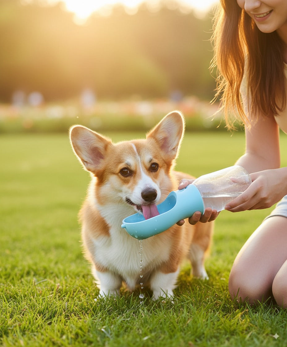 Portable dog water bottle close-up